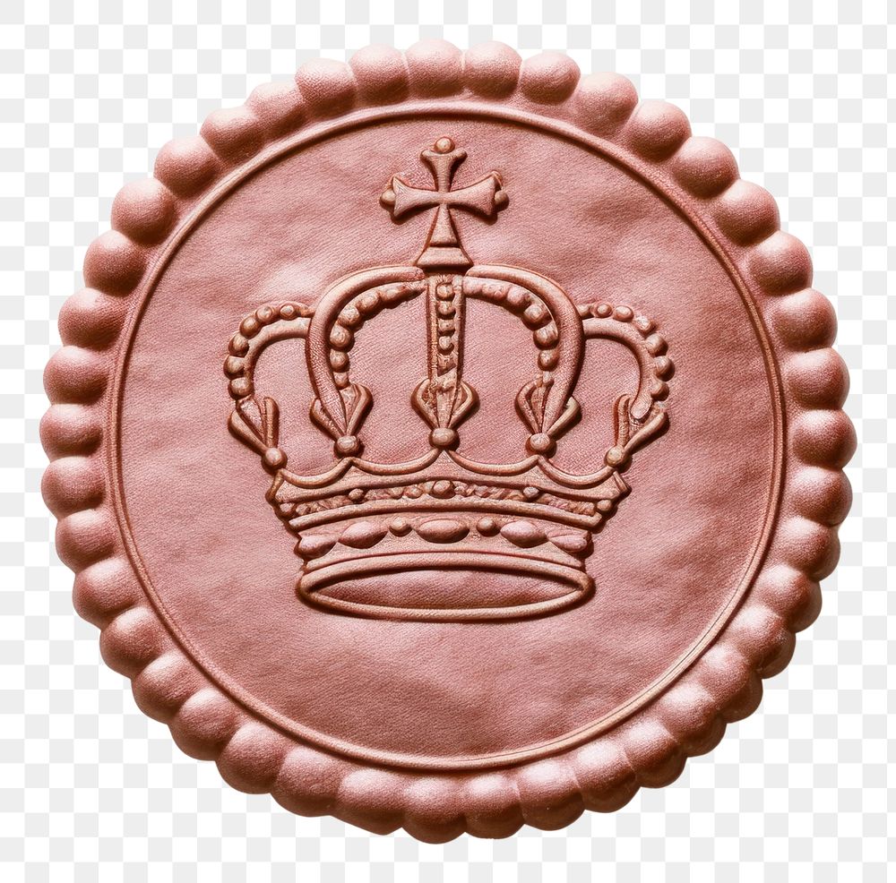 PNG Seal Wax Stamp crown craft white background chocolate.