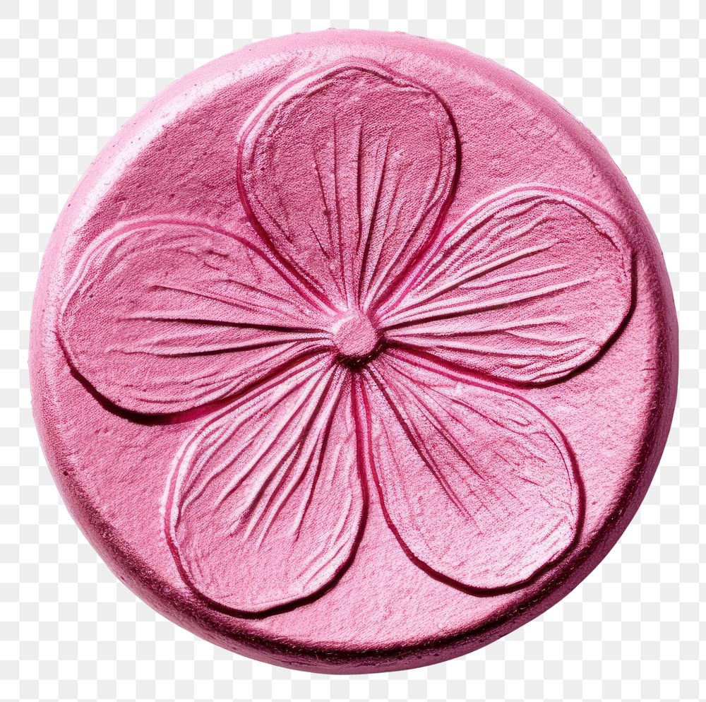 PNG Seal Wax Stamp flower pink glitter food white background confectionery.