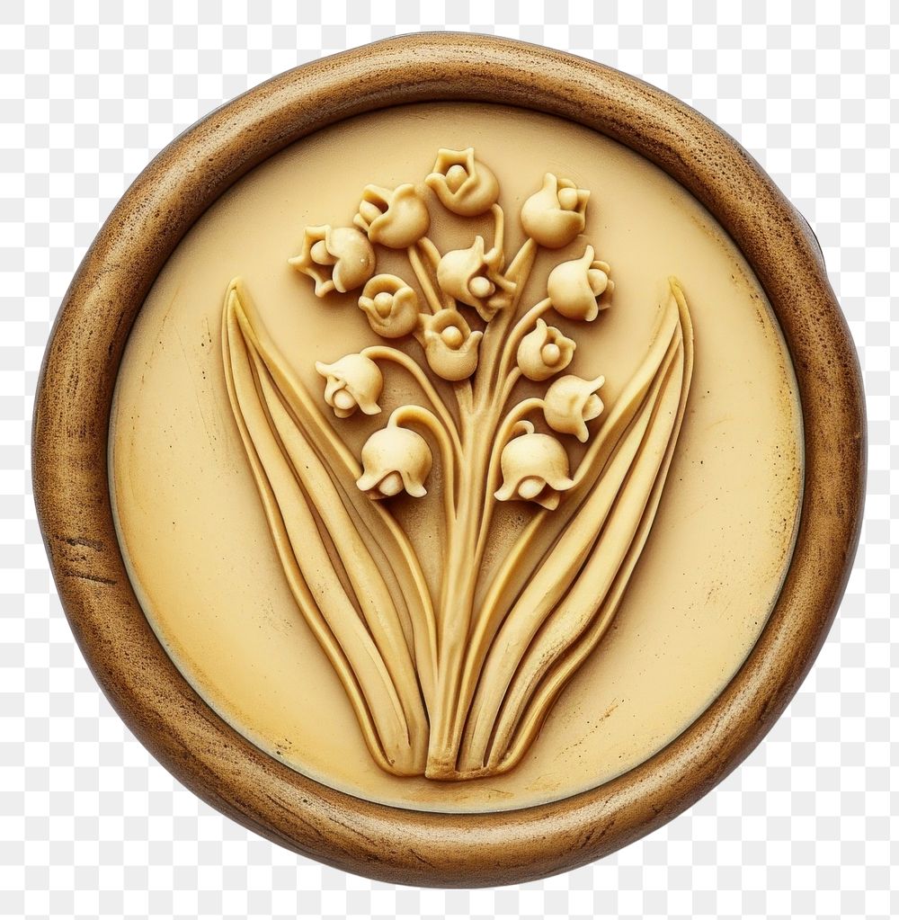 PNG Seal Wax Stamp palm lily of the valley jewelry locket craft.