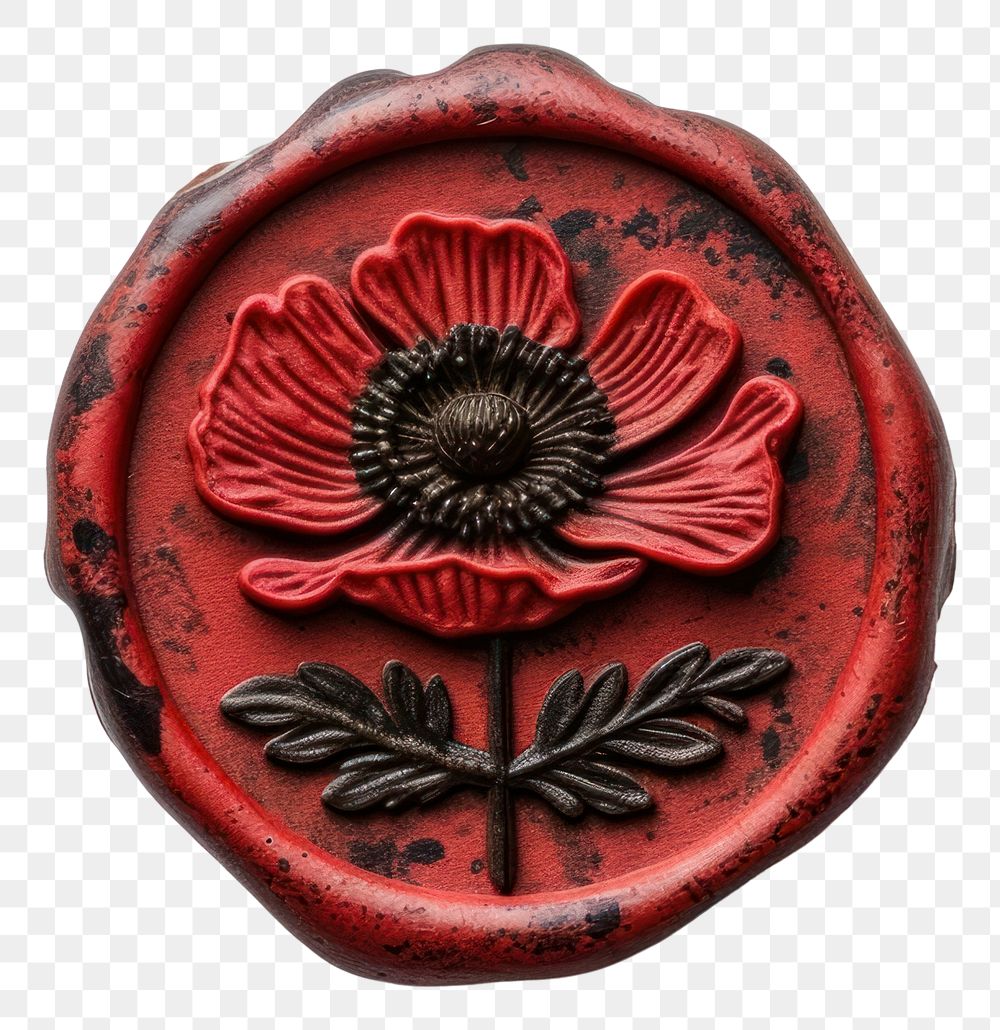 PNG Seal Wax Stamp poppy craft white background accessories.