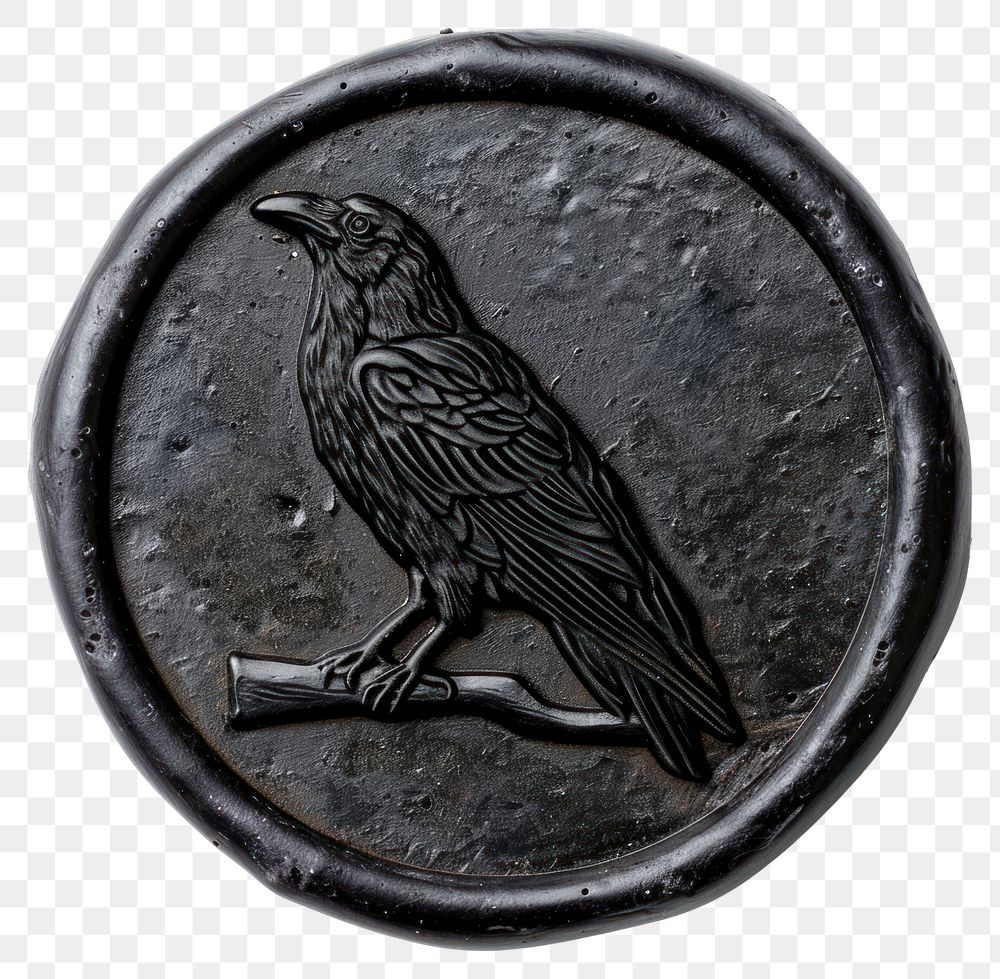 PNG Seal Wax Stamp raven animal money bird.