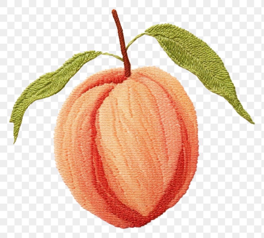 PNG Peach in embroidery style fruit plant food.