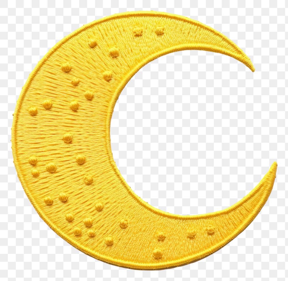 PNG Moon in embroidery style textile yellow night.