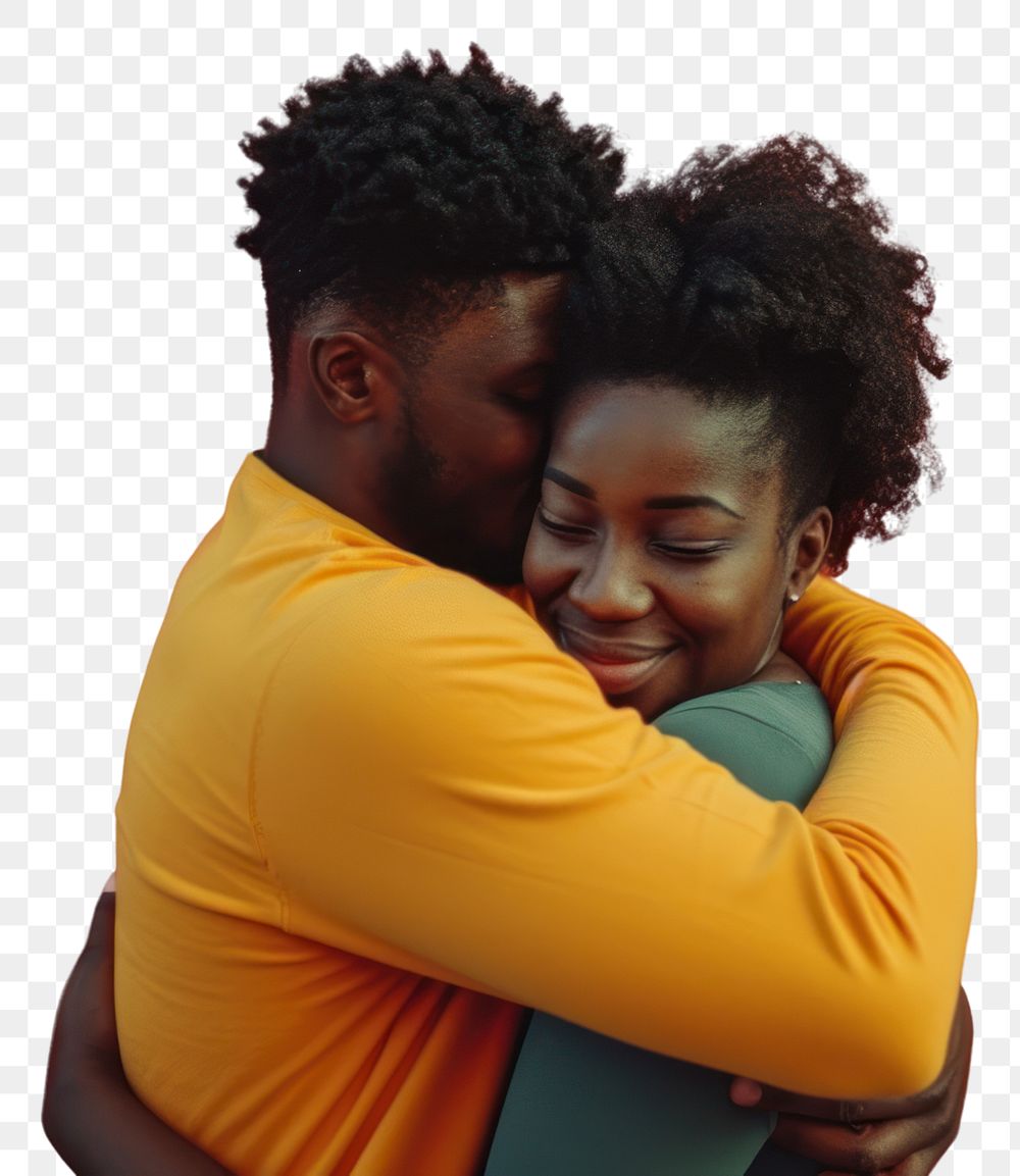 PNG Black couple hugging adult love affectionate.