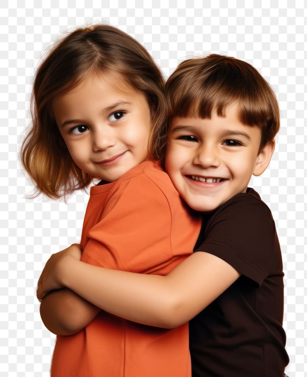 PNG  Ittle children friends hug your shoulders portrait hugging togetherness. AI generated Image by rawpixel.