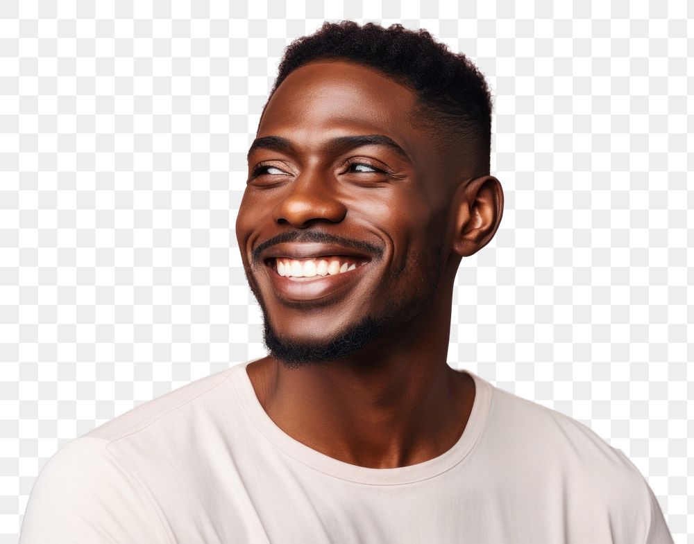 PNG African american man portrait laughing smiling.