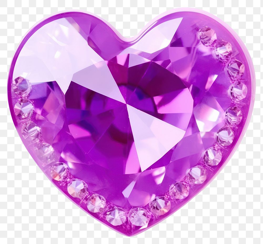 PNG  Purple heart amethyst gemstone jewelry. AI generated Image by rawpixel.
