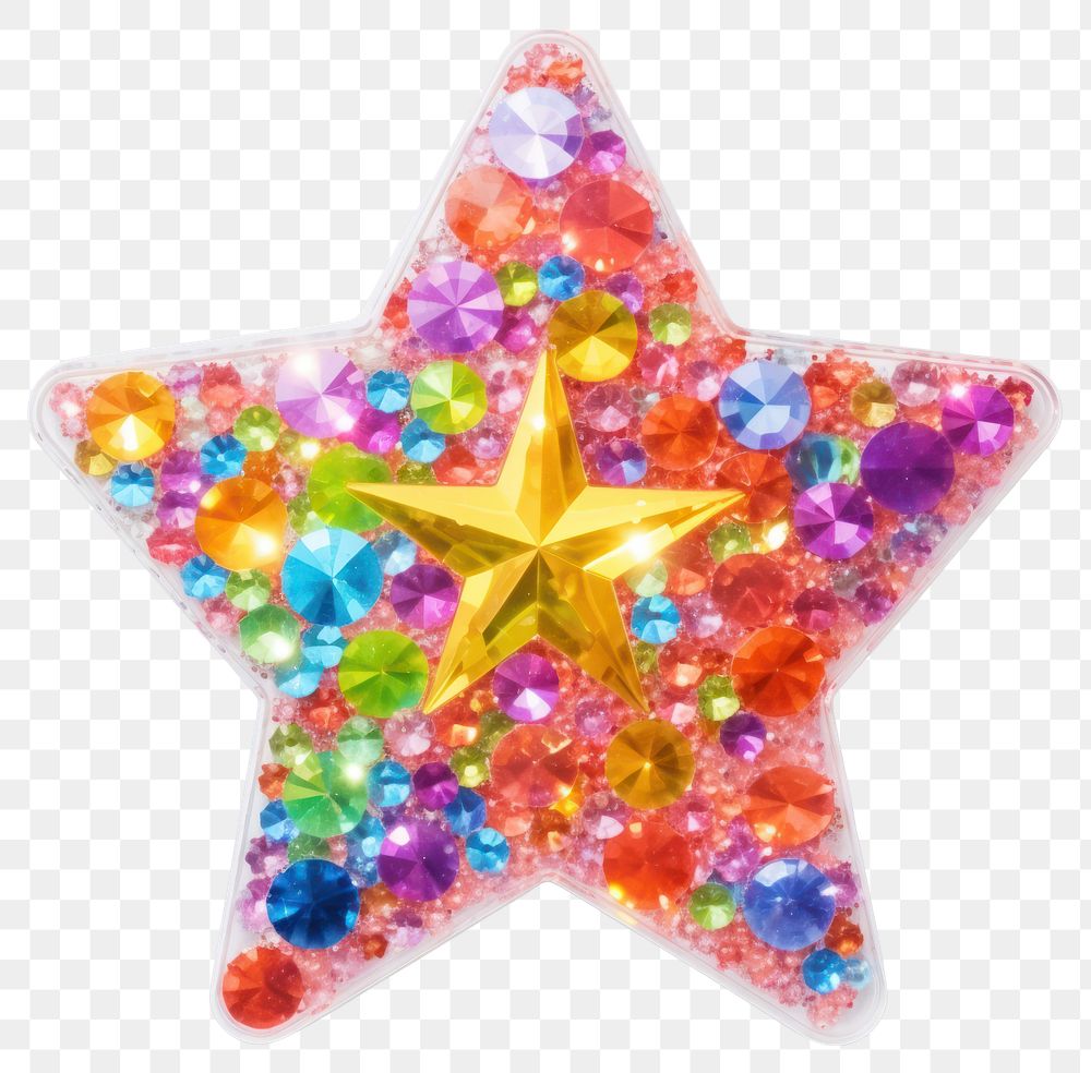 PNG  Rainbow star glitter shape white background