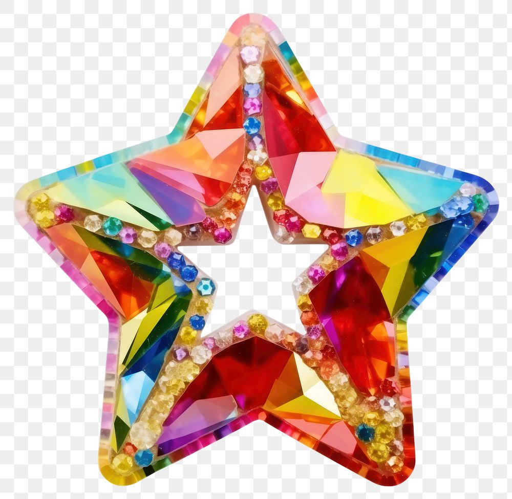 PNG  Rainbow star gemstone jewelry shape