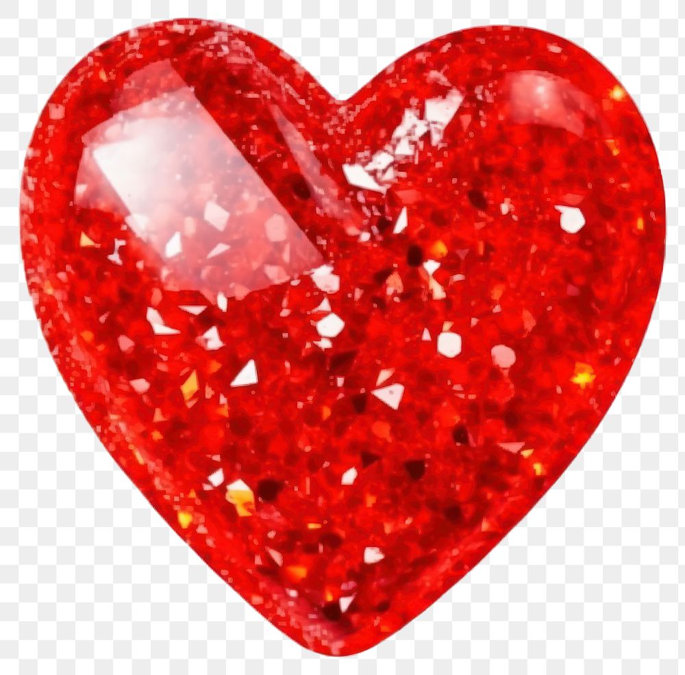 PNG  Red heart glitter shape white background. AI generated Image by rawpixel.