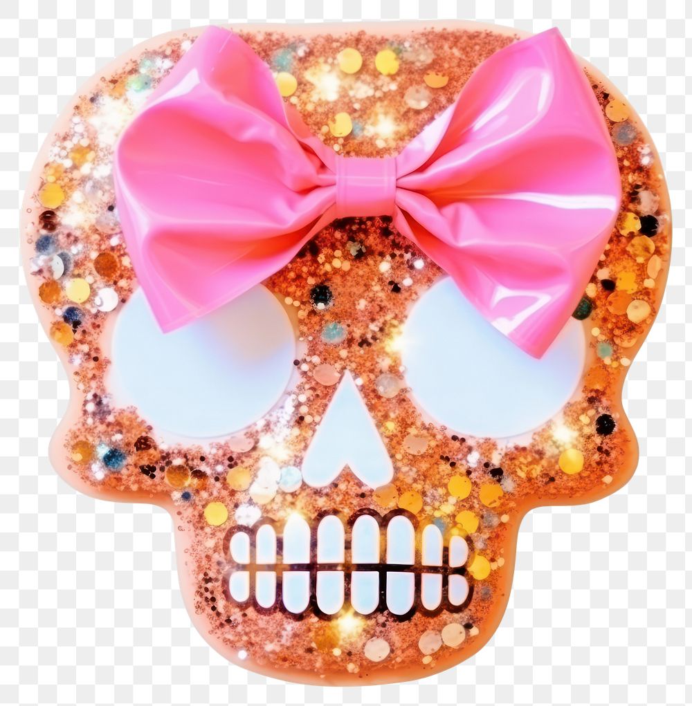 PNG  Skull glitter dessert white background. AI generated Image by rawpixel.