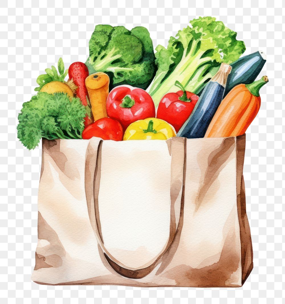 PNG Paper grocery shopping bag food white background vegetable.