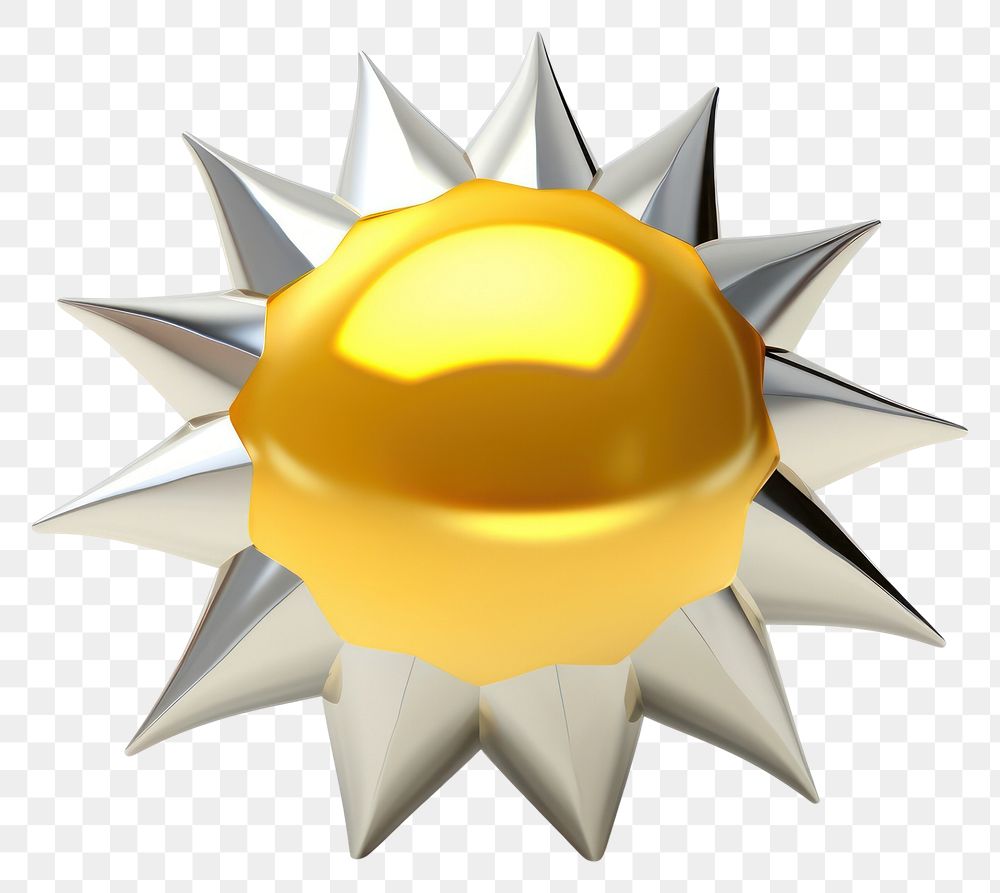 PNG Cute sun Chrome material shiny shape gold.