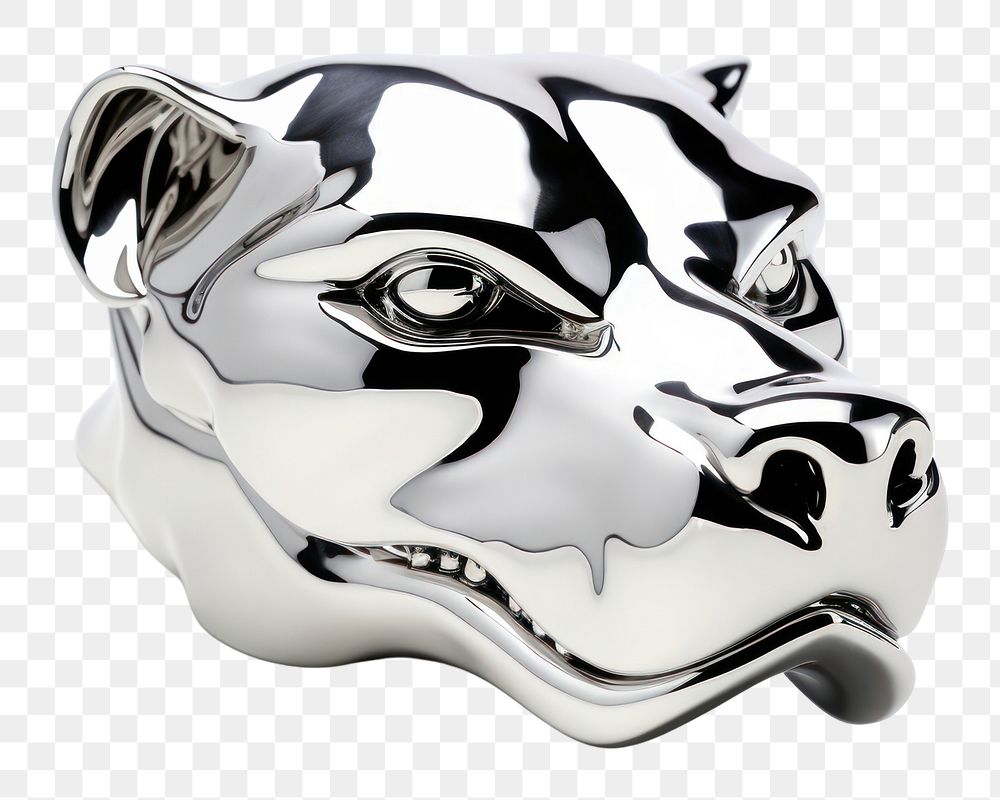 PNG Dog skull Chrome material silver representation carnivora.