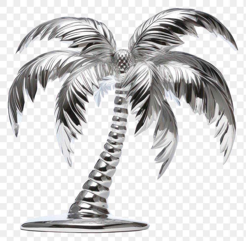 PNG Palm tree Chrome material plant white background arecaceae.