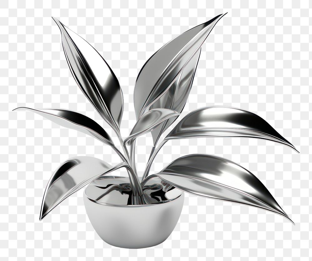 PNG Plant Chrome material leaf white background houseplant.