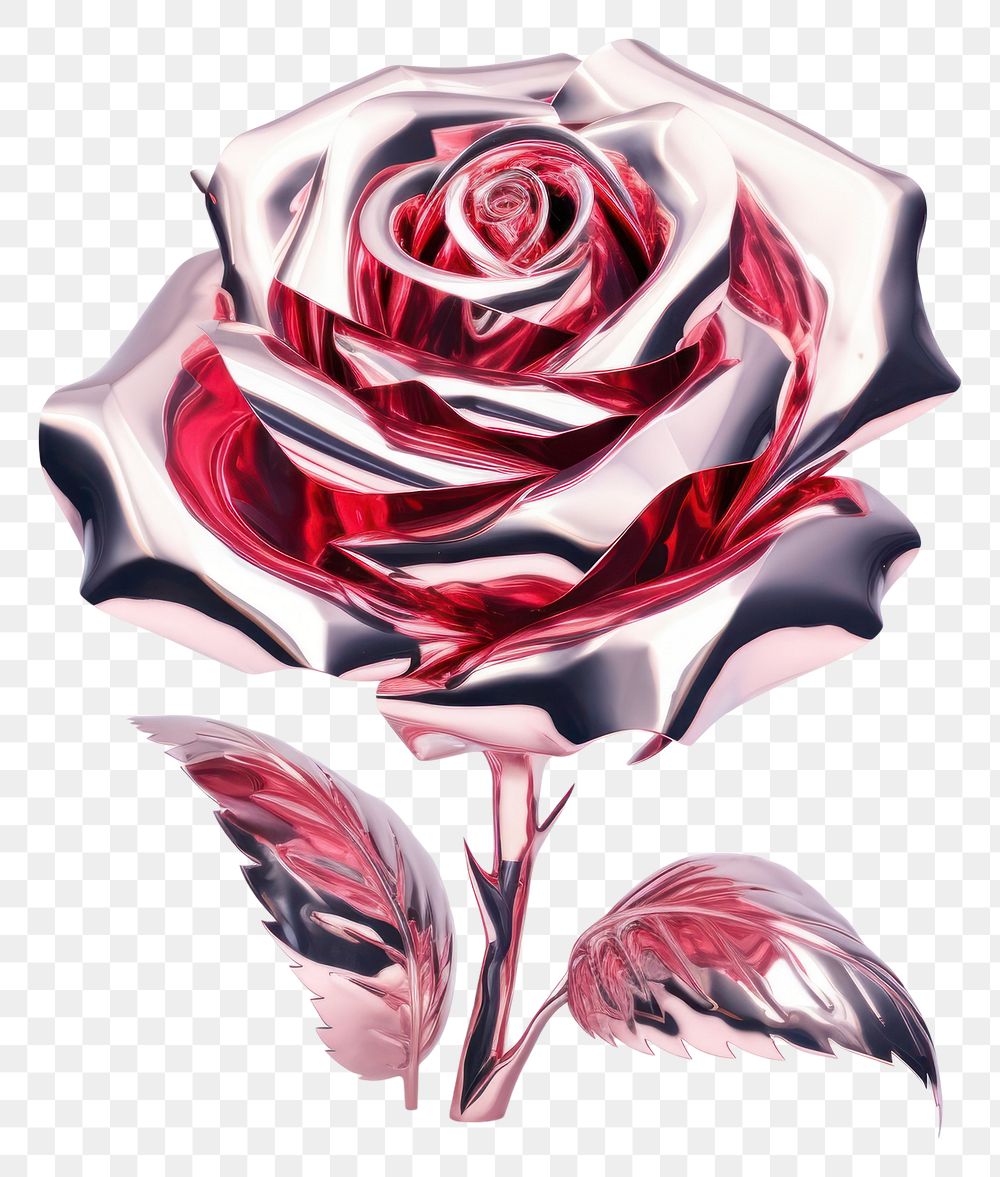 PNG Rose with fire Chrome material flower plant white background.