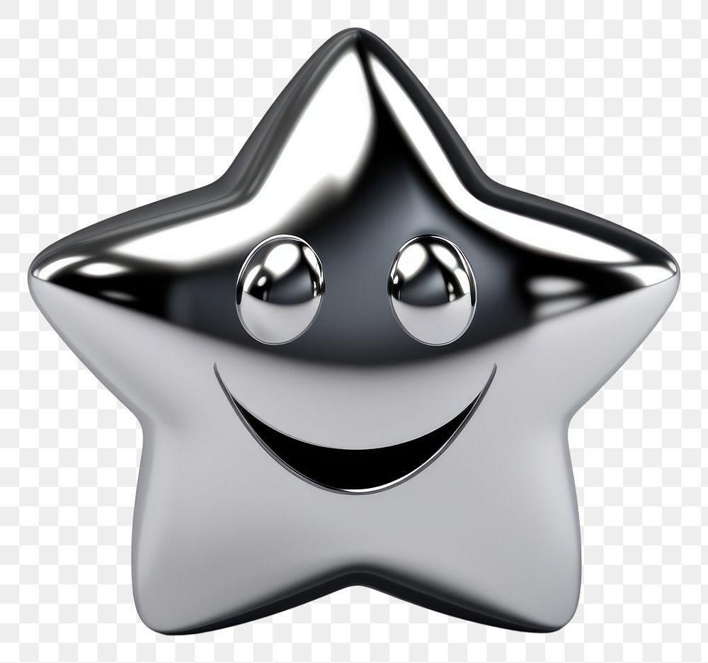PNG Smiley star Chrome material silver chrome shiny.
