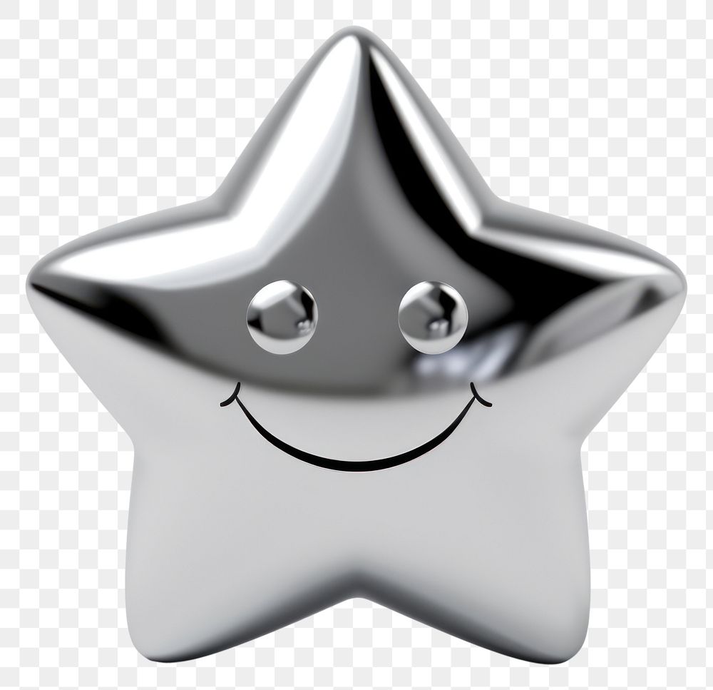 PNG Smiley star Chrome material chrome silver shiny.