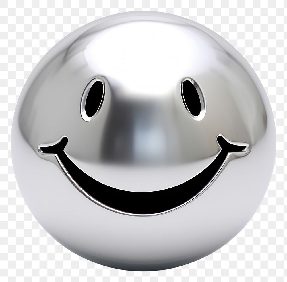 PNG Smiley sun Chrome material sphere silver shape