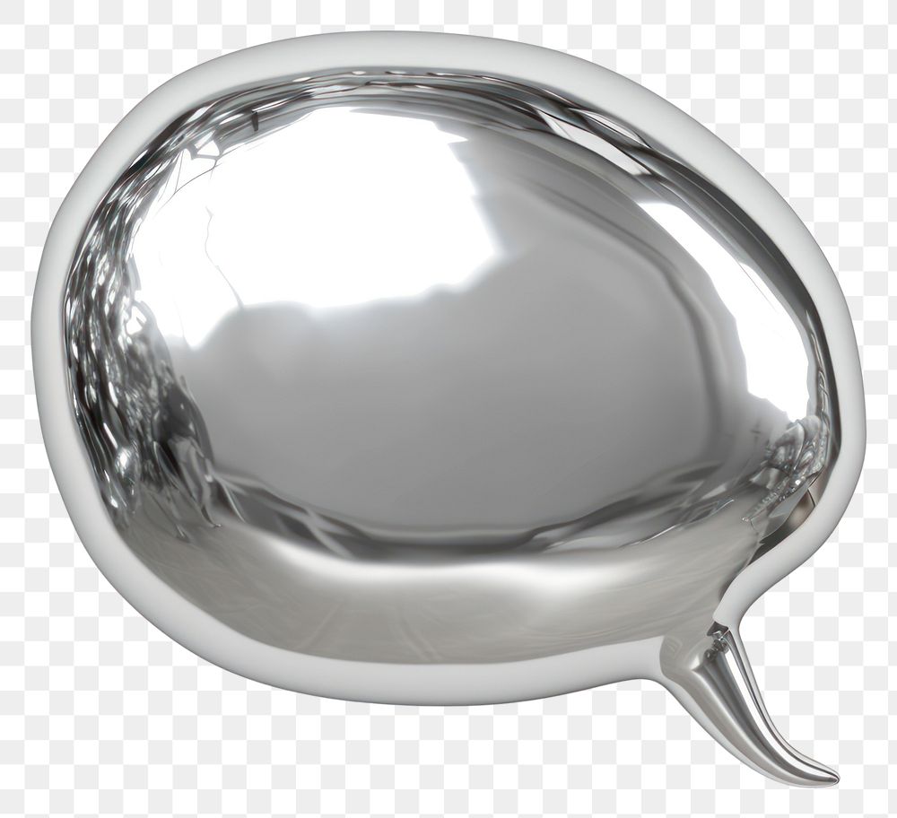 PNG Speech bubble Chrome material silver jewelry shiny.