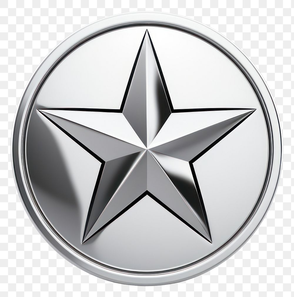 PNG Star in circle Chrome material silver symbol emblem