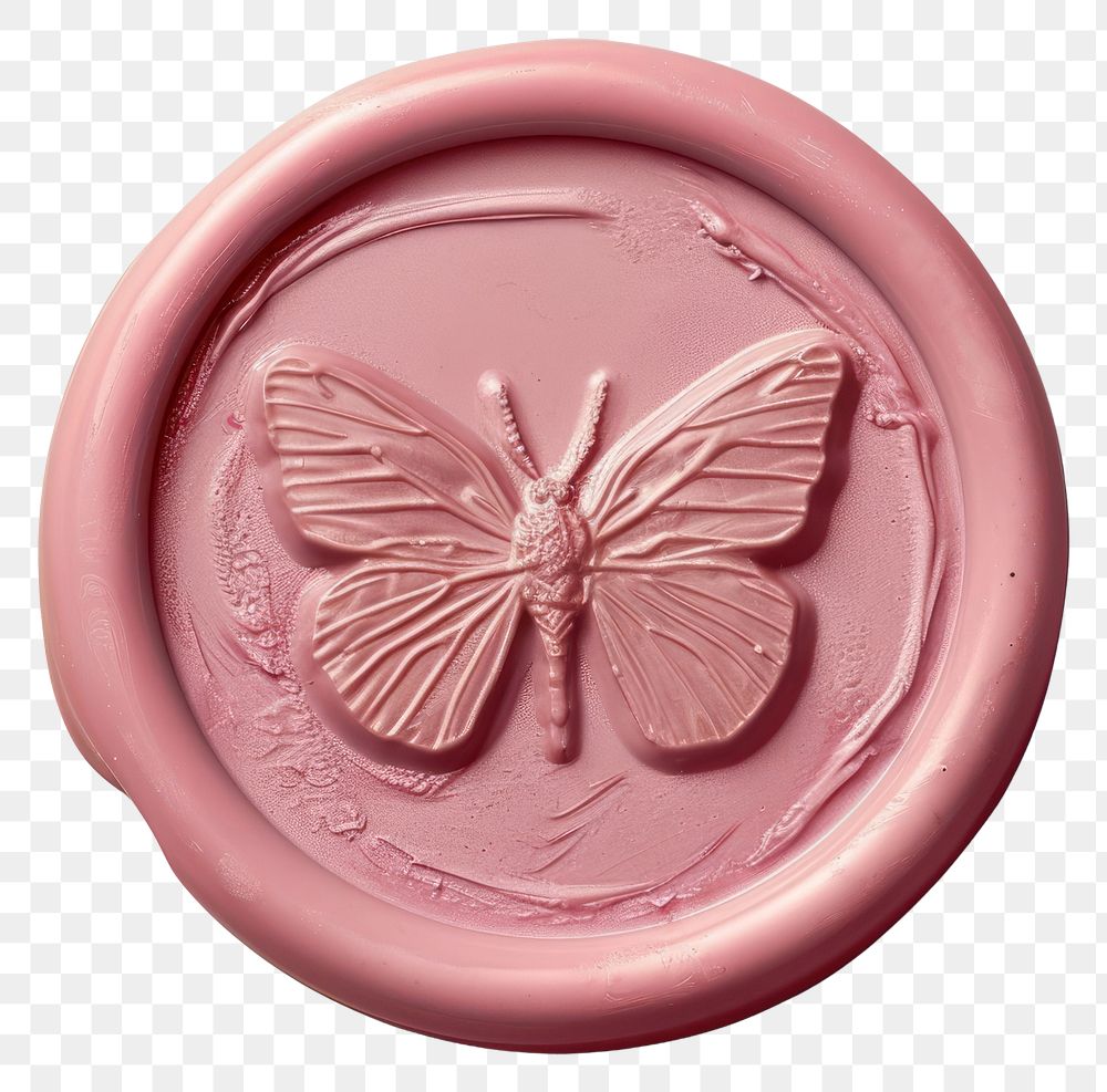 PNG Letter Seal wax Stamp of butterfly pink white background creativity.