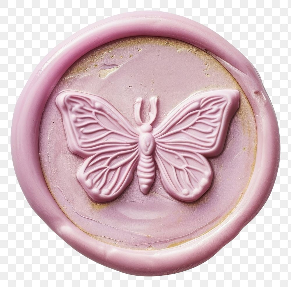 PNG Letter Seal wax Stamp of butterfly pink confectionery accessories.