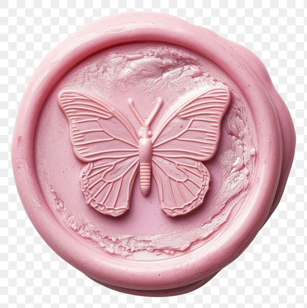 PNG Letter Seal wax Stamp of butterfly pink white background accessories.