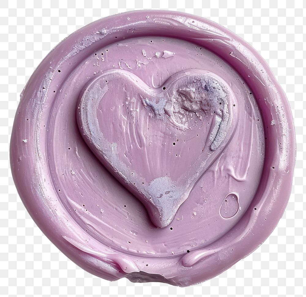 PNG Seal Wax Stamp of a pastel heart white background accessories creativity.