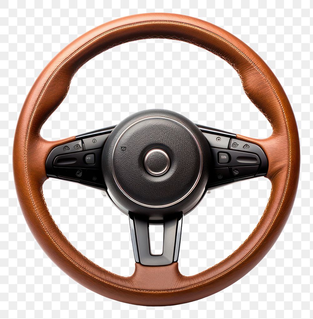 PNG  Modern leather steering wheel vehicle white background transportation.