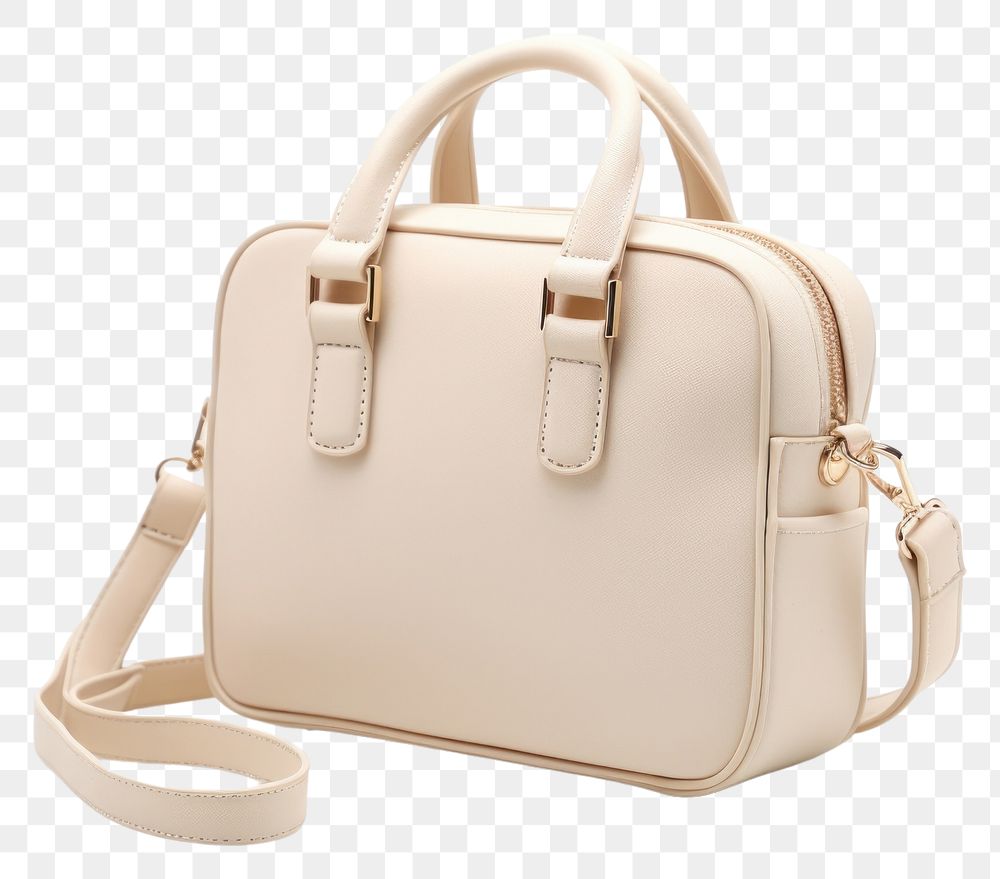 PNG Beige shoulder bag handbag purse white.