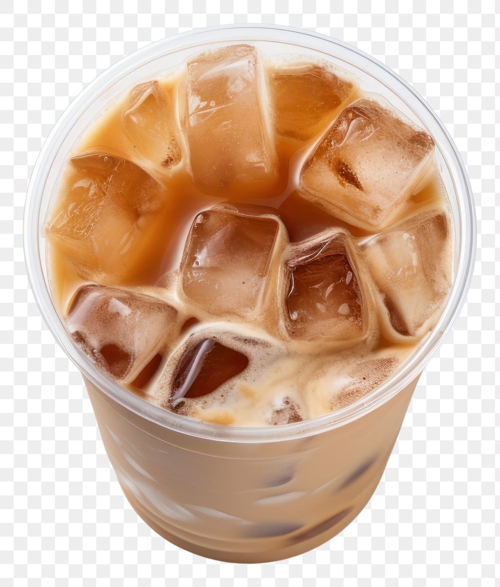 PNG Ice latte in plastic cup coffee drink food.