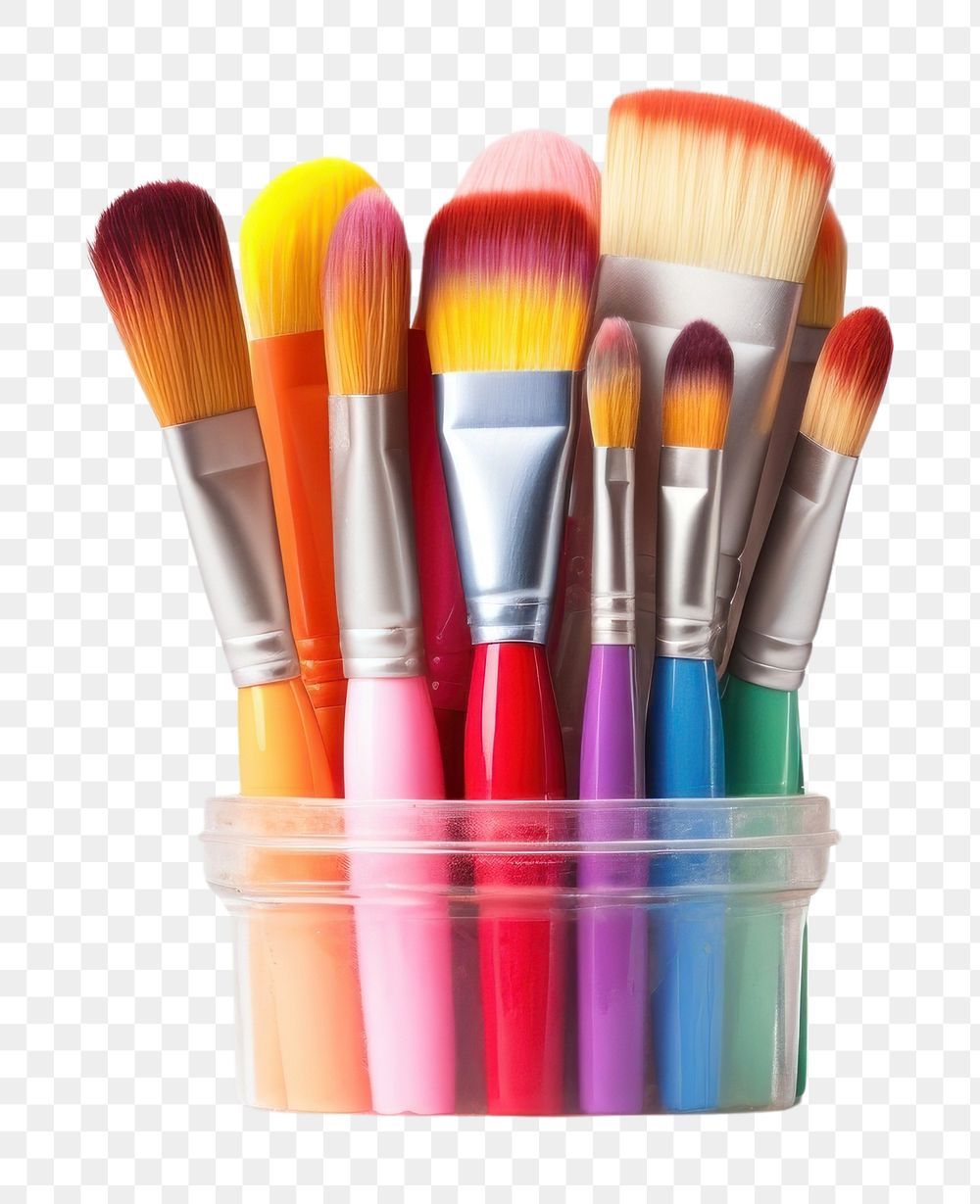 PNG Stack of color artist paint brushes tool white background paintbrush