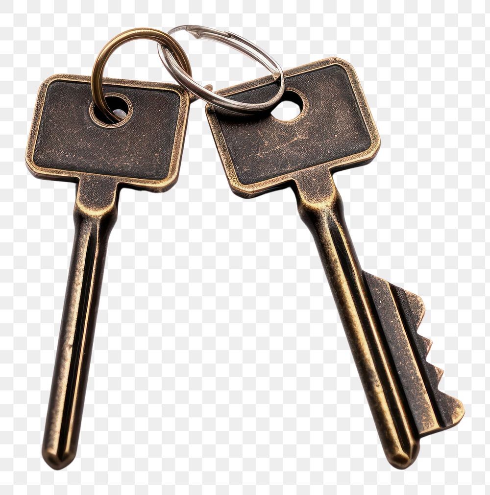 PNG  Two keys on key ring white background keychain security.