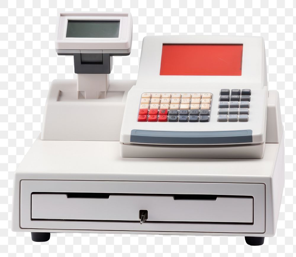 PNG  Cash register machine white background electronics. AI generated Image by rawpixel.
