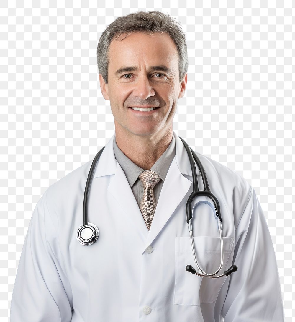 PNG Male doctor adult white background stethoscope.