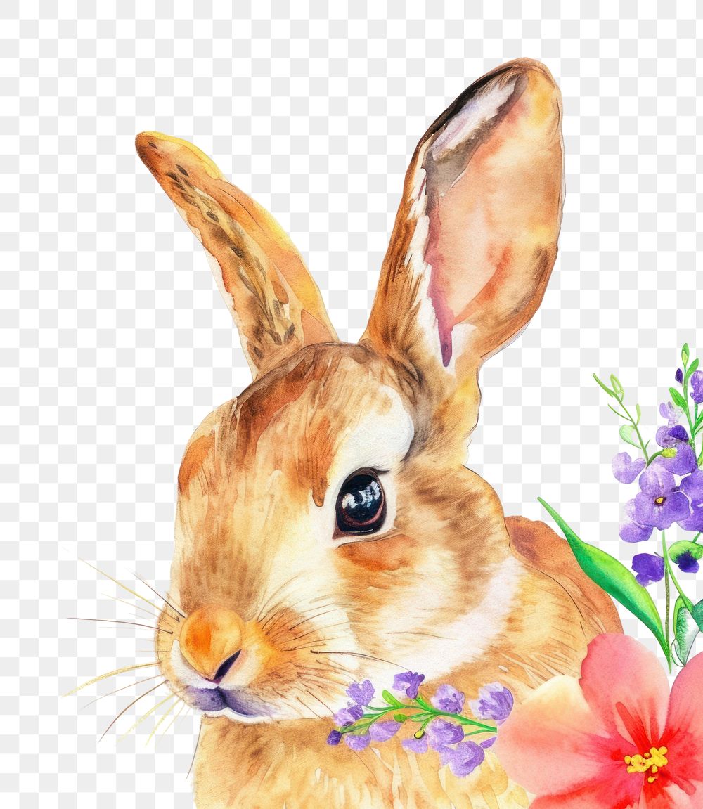 PNG  Rabbit with flower animal rodent mammal.