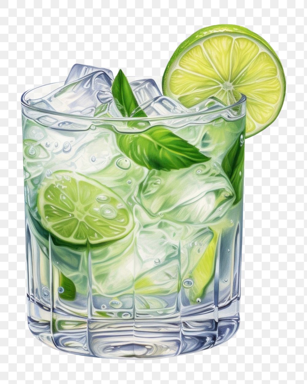 PNG Lime gin cocktail mojito sketch drink.