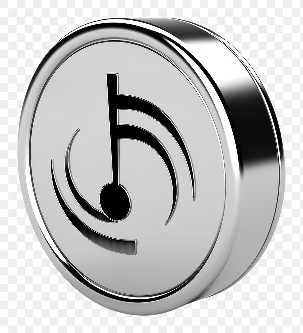PNG Music icon chrome material silver shape white background.