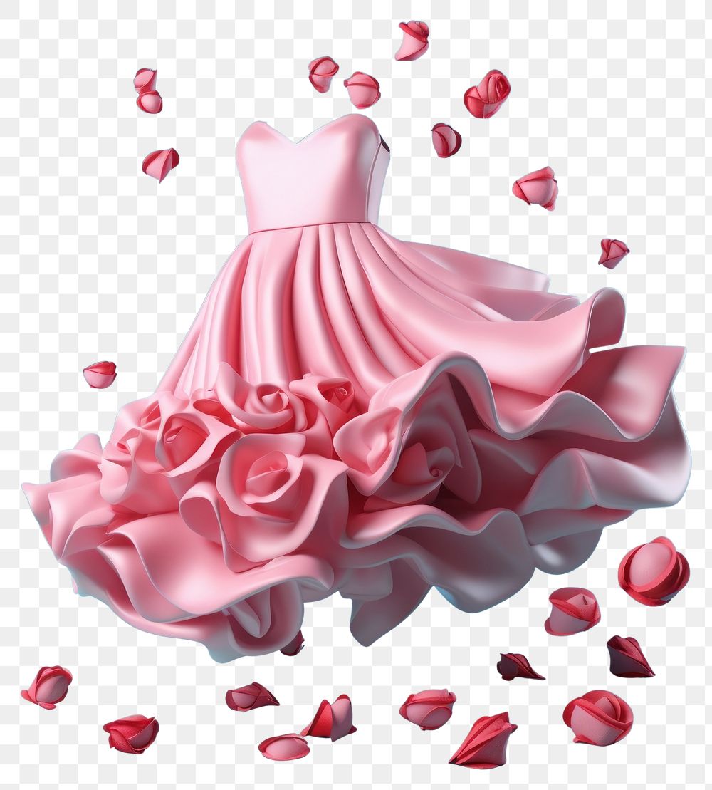 PNG Wedding dress petal rose.