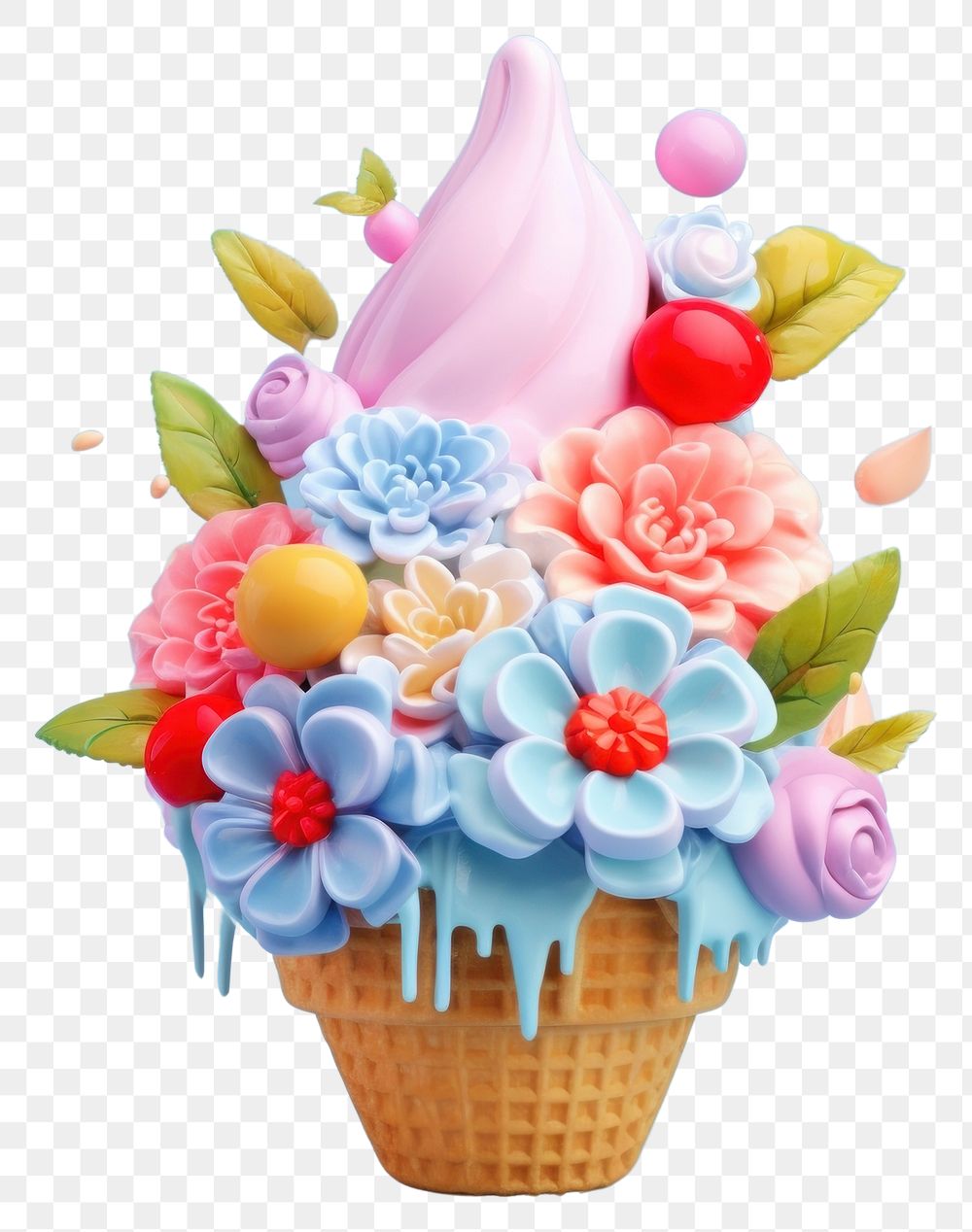 PNG Dessert cupcake flower cream.
