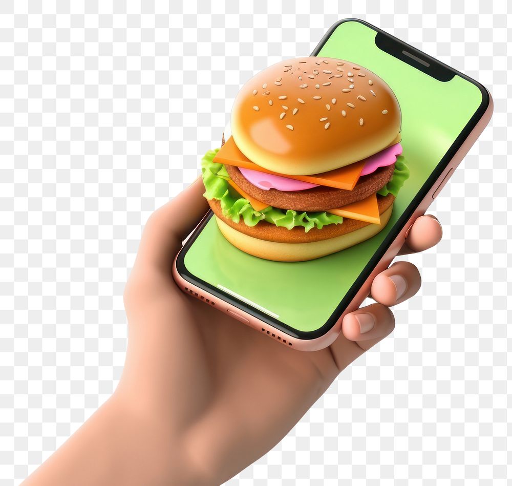 PNG Food holding phone hand.