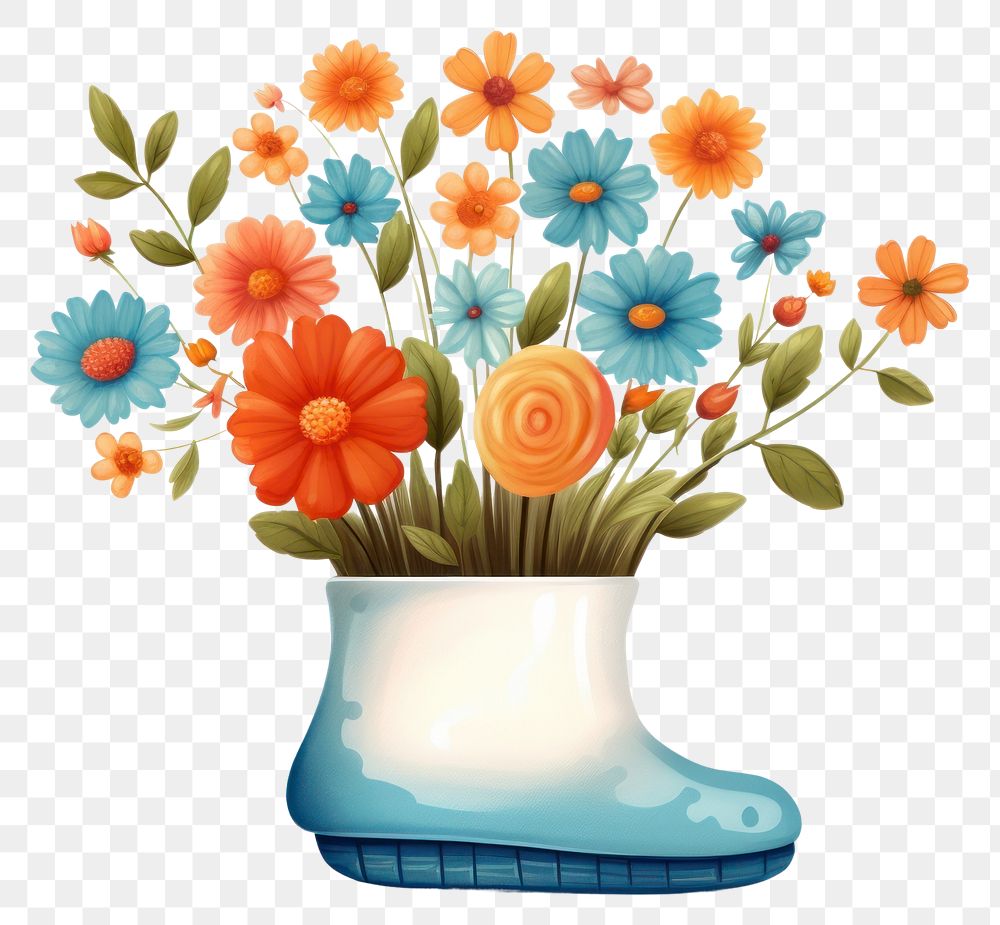 PNG  Walking flower vase plant art asteraceae. AI generated Image by rawpixel.