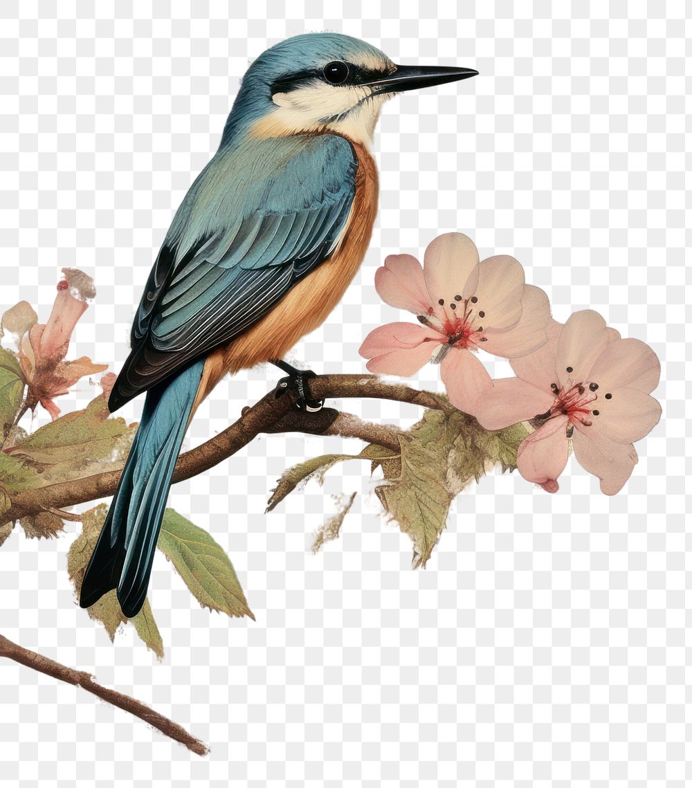 PNG Kingfisher border painting animal flower.