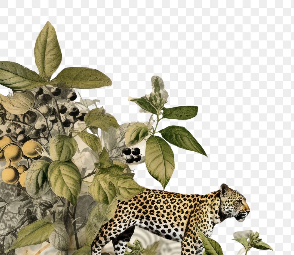 PNG Leopard border wildlife animal mammal.