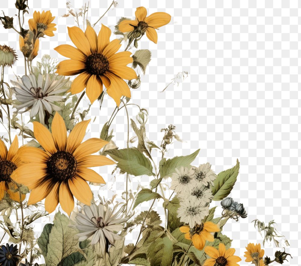 PNG Sunflower border backgrounds pattern plant.