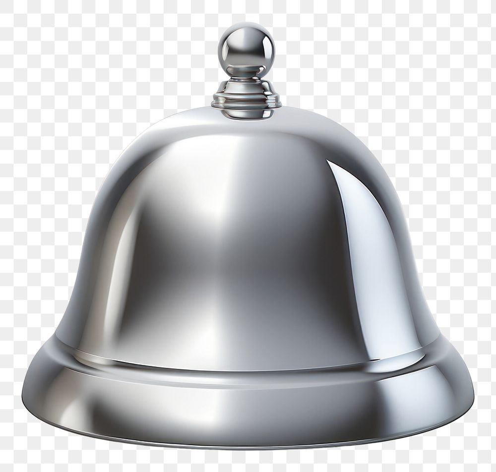 PNG Bell icon Chrome material silver shiny white background.