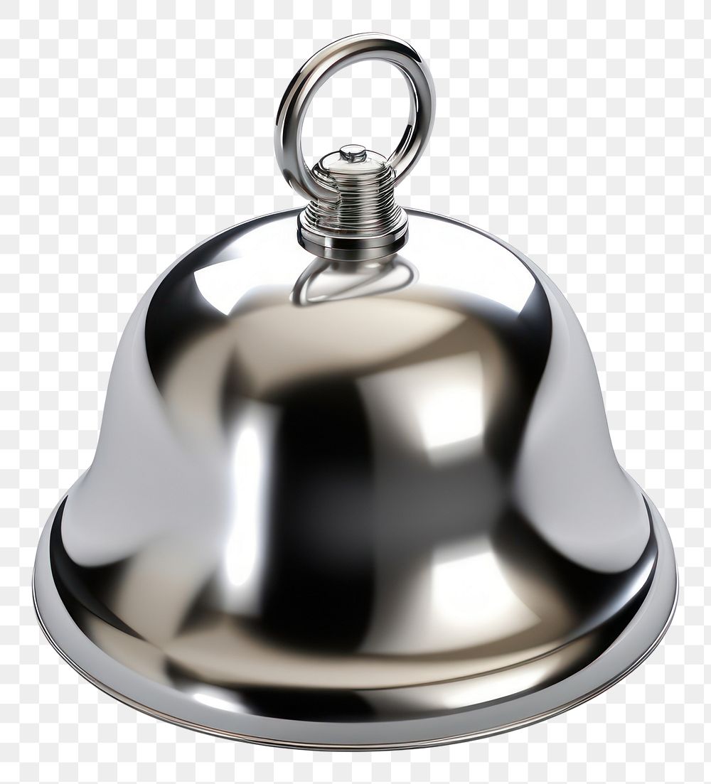 PNG Bell icon Chrome material silver shape white background.