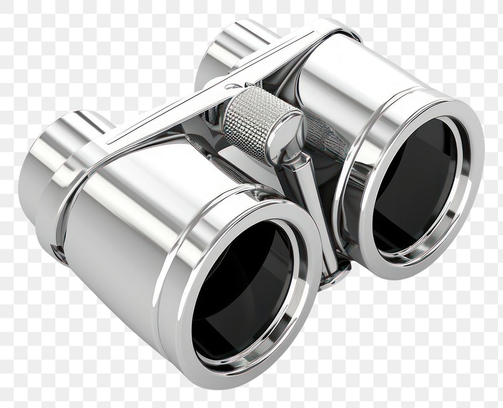 PNG Binocular Chrome material binoculars silver white background.